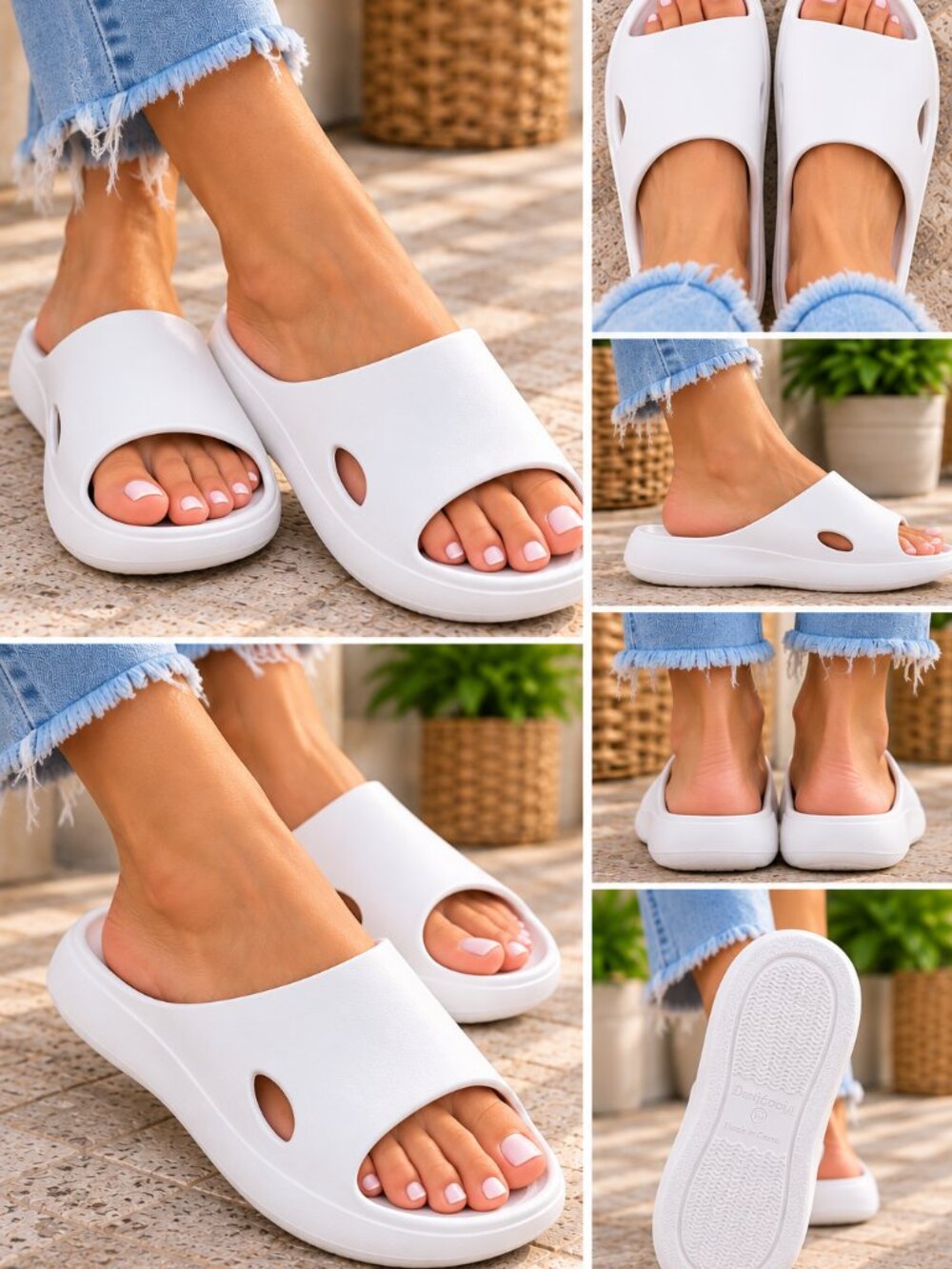Unisex Side Cut Out Sandalias Hule Cushion Slide On